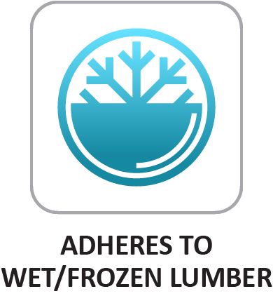 Adheres to wet/frozen lumber